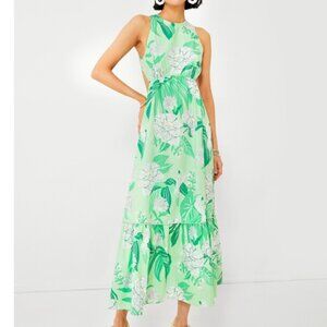 FARM RIO Dewdrop Floral Green Midi Dress